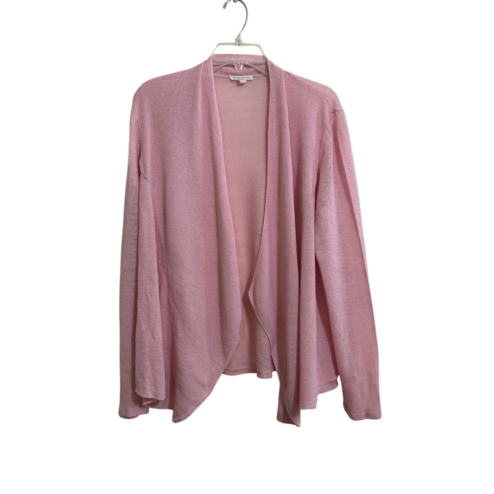 Eileen Fisher Pink Open Front Drape Cardigan Sweater Knit Size XL